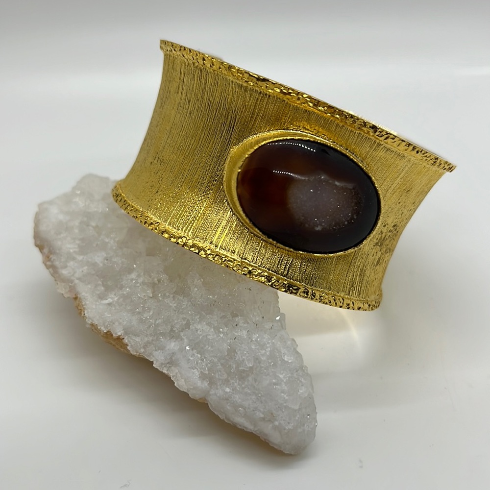 New Nina Nguyen bangle black Druzy 22KT